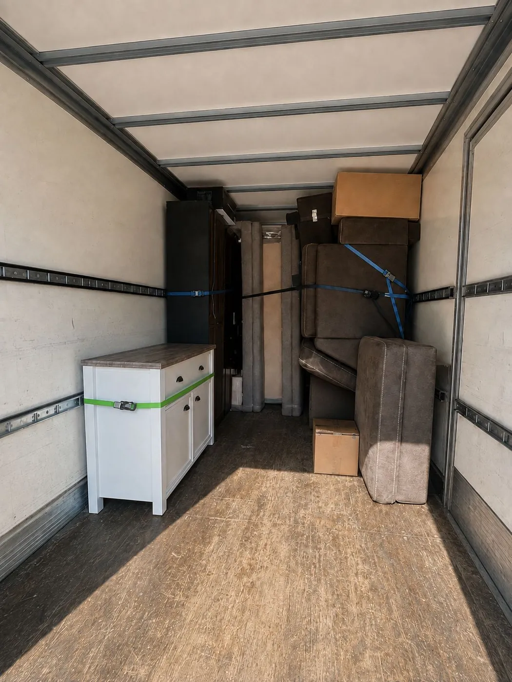 Gut gesicherte Möbel im Umzugswagen